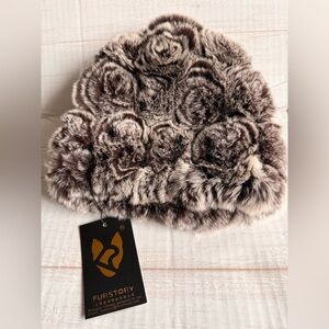 Elegant real chinchilla Fur Women's Hat - Brown & Cream